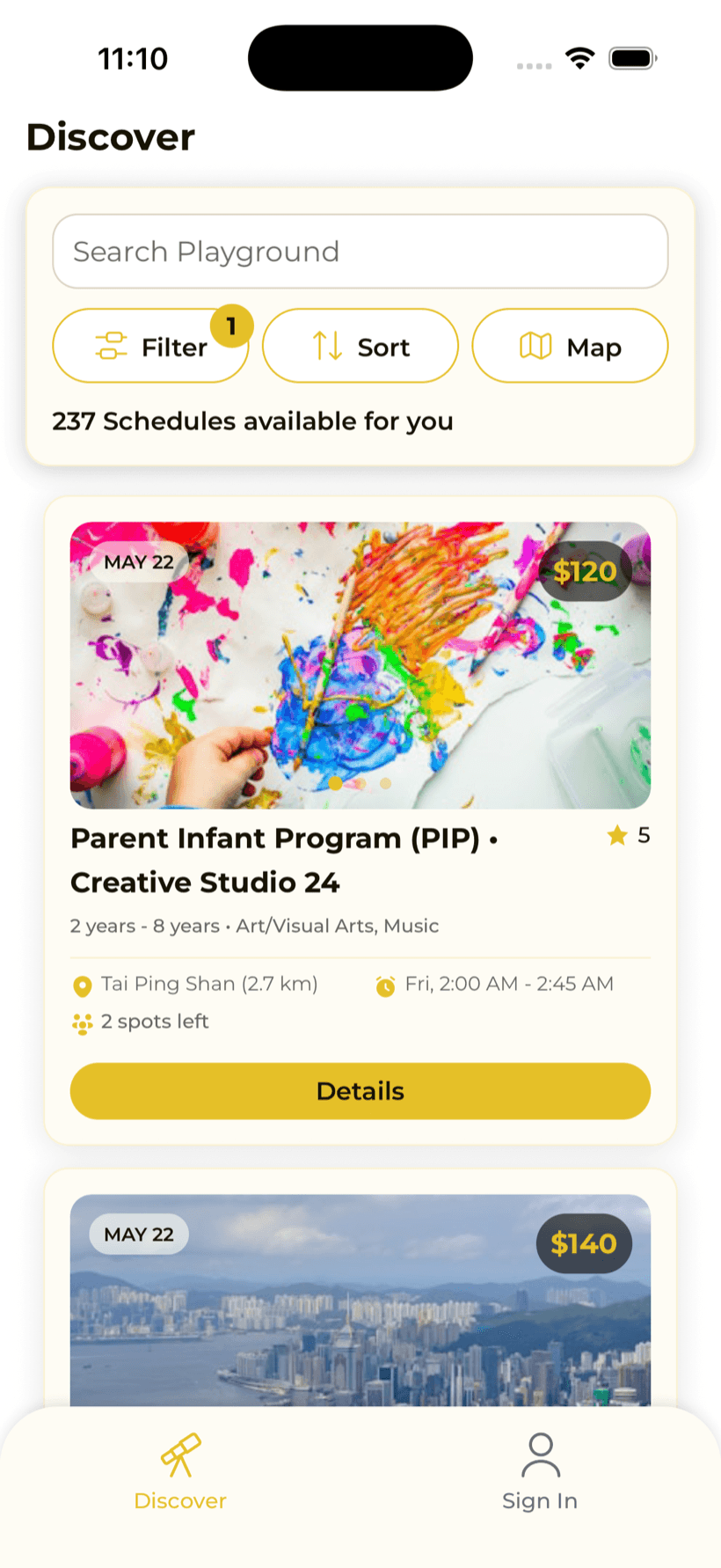 Activity catalog and recommendations tailored to a child's interests.